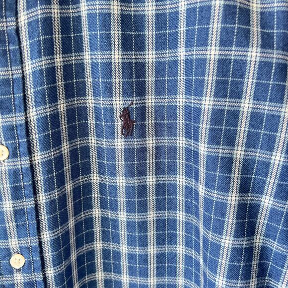Vintage Ralph Lauren Blaire Flannel Shirt Blue Plaid Size Extra Large Utility - Picture 3 of 7